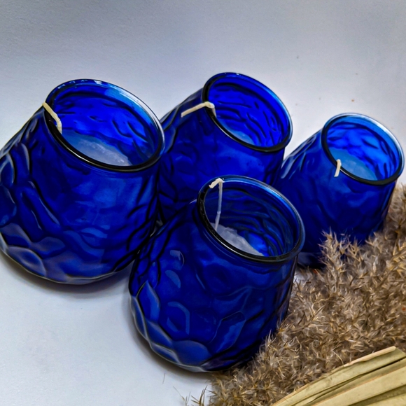 Cobalt Blue Candle Set of 4 Boho Wedding Decor - Picture 6 of 6